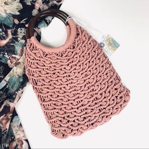 NEW Sigrid Olsen Woven Macrame Ring Handle Bag